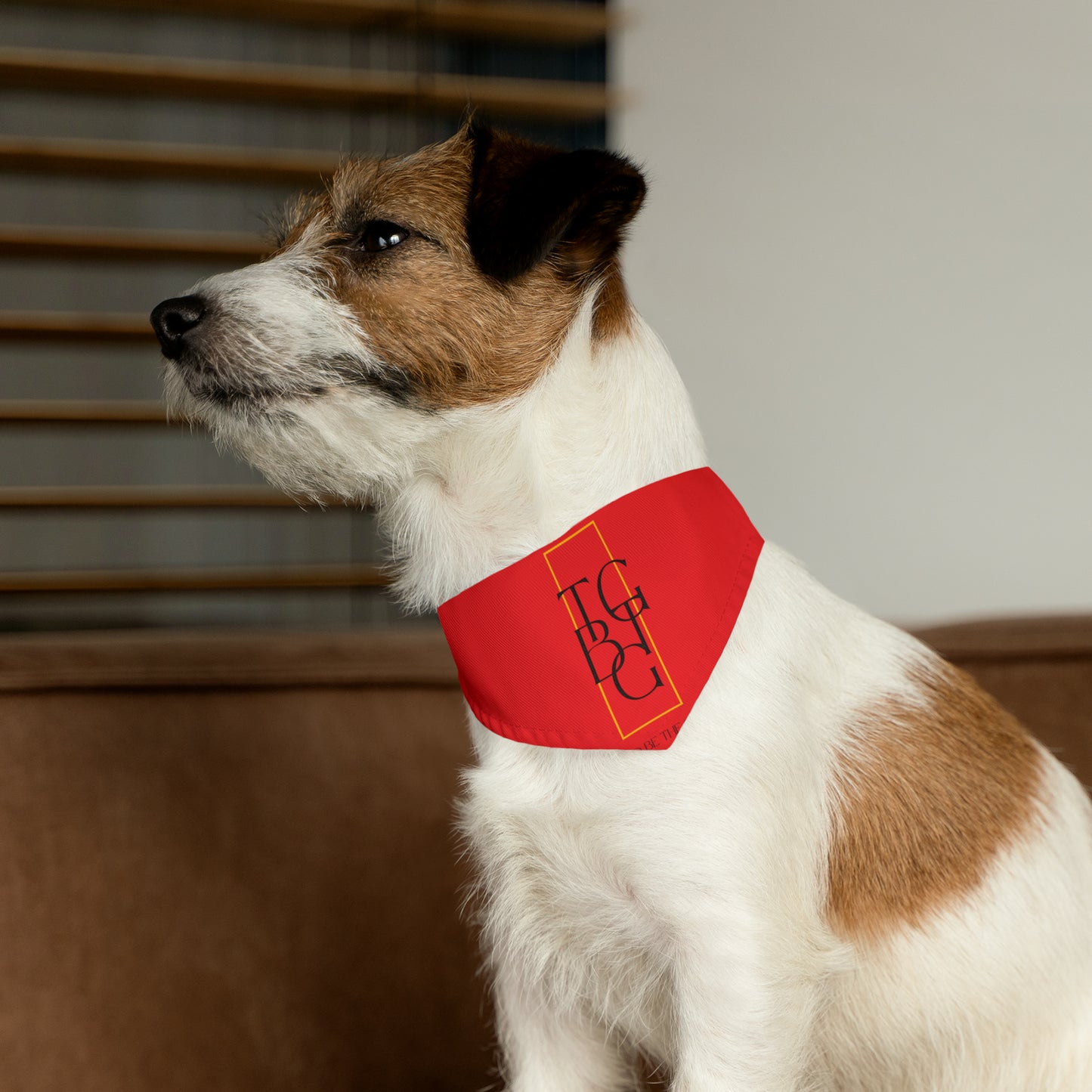 TGBTG Red Pet Bandana Collar Black Letters