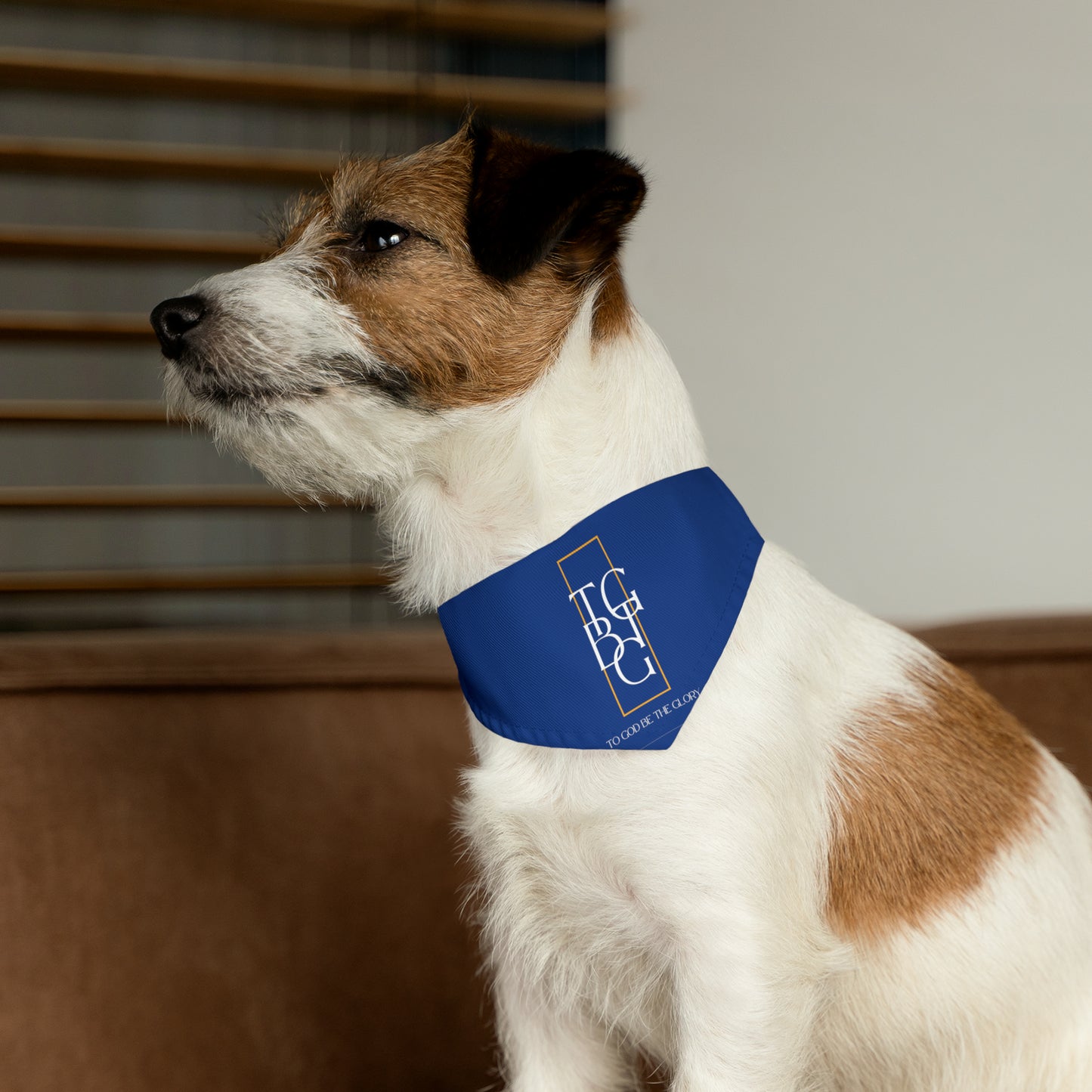 TGBTG Blue Pet Bandana Collar White Letters