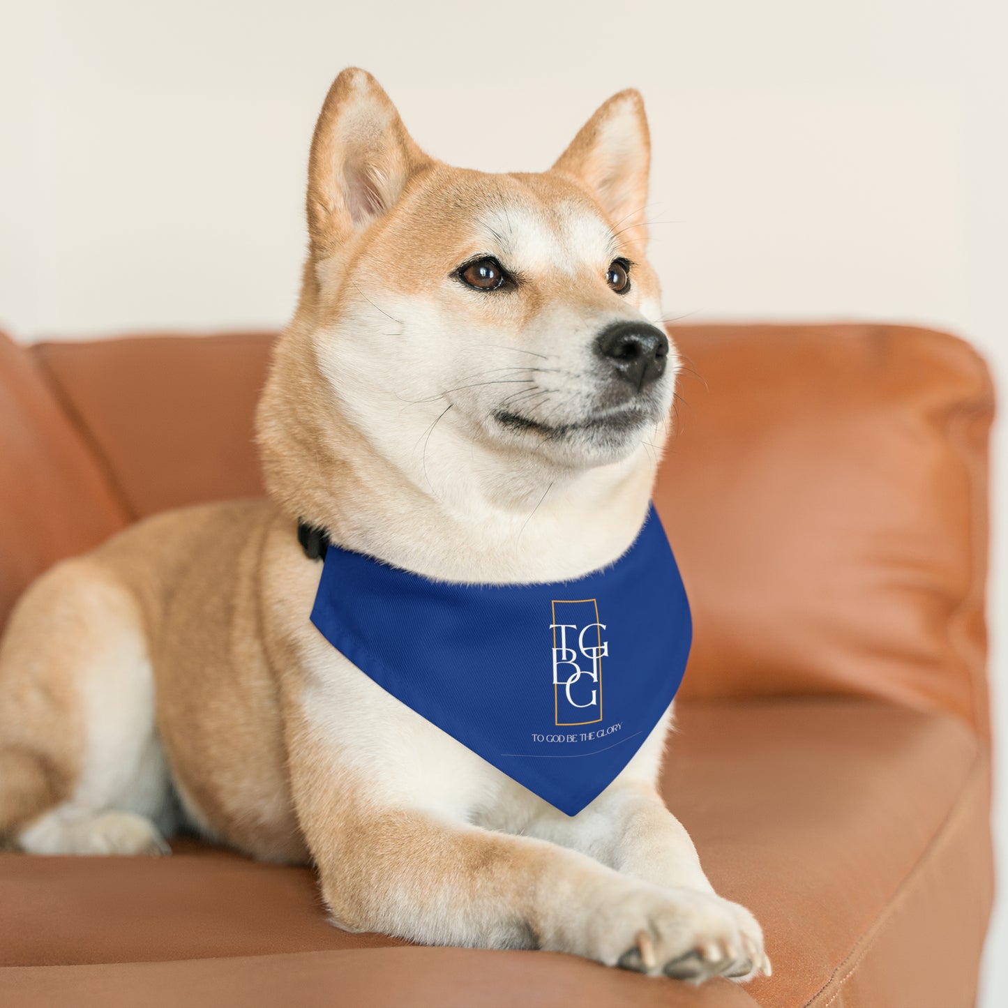 TGBTG Blue Pet Bandana Collar White Letters