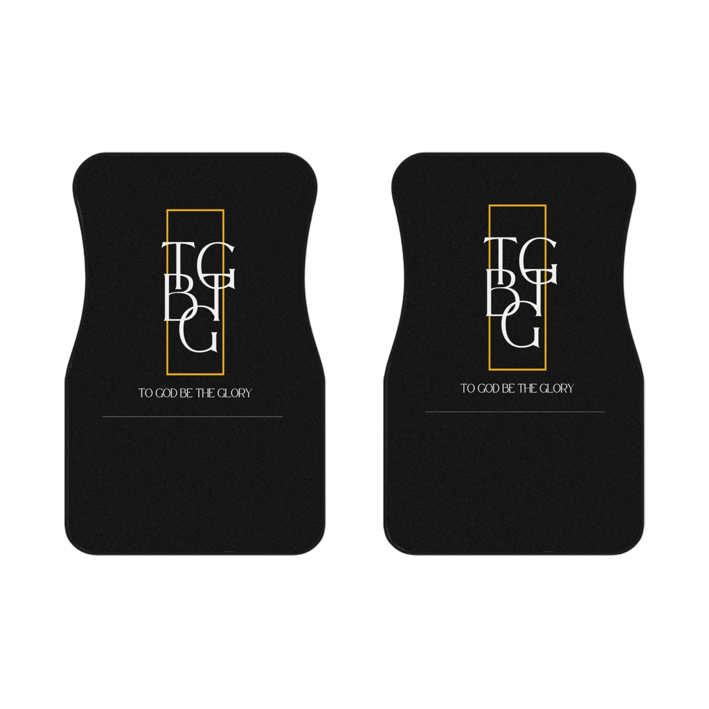 TGBTG White Lettering Black Car Mats (2x Front)
