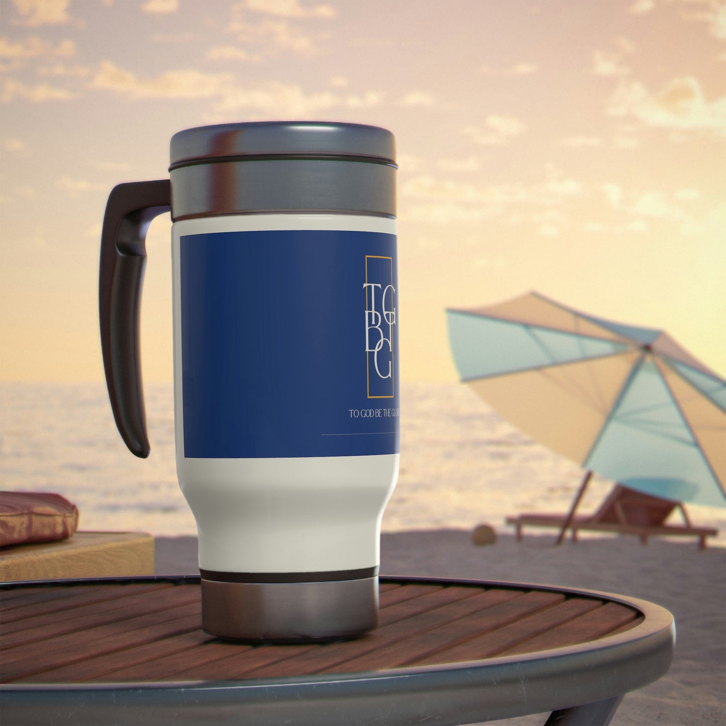 Blue TGBTG Stainless Steel Travel Mug with Handle, 14oz