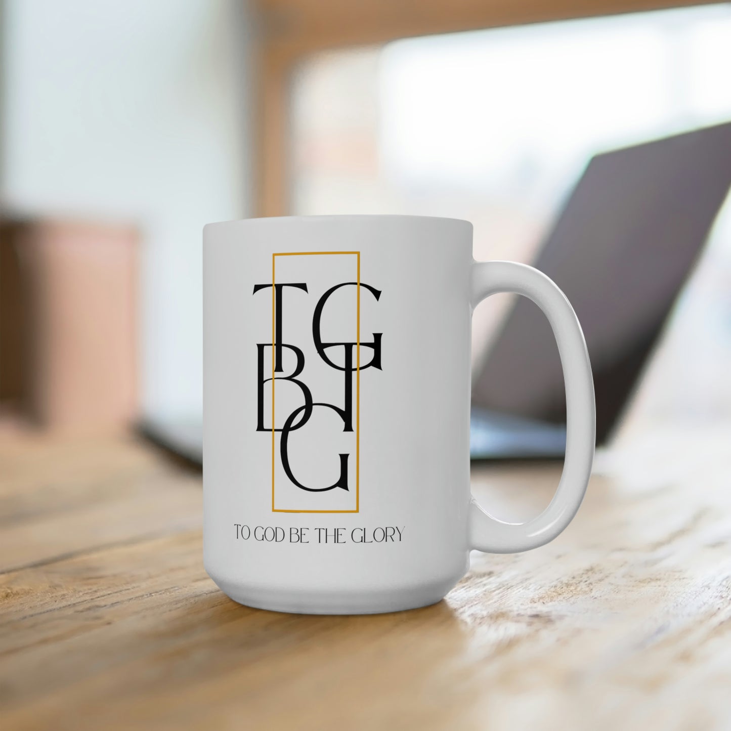 To God Be the Glory Ceramic Mug in White