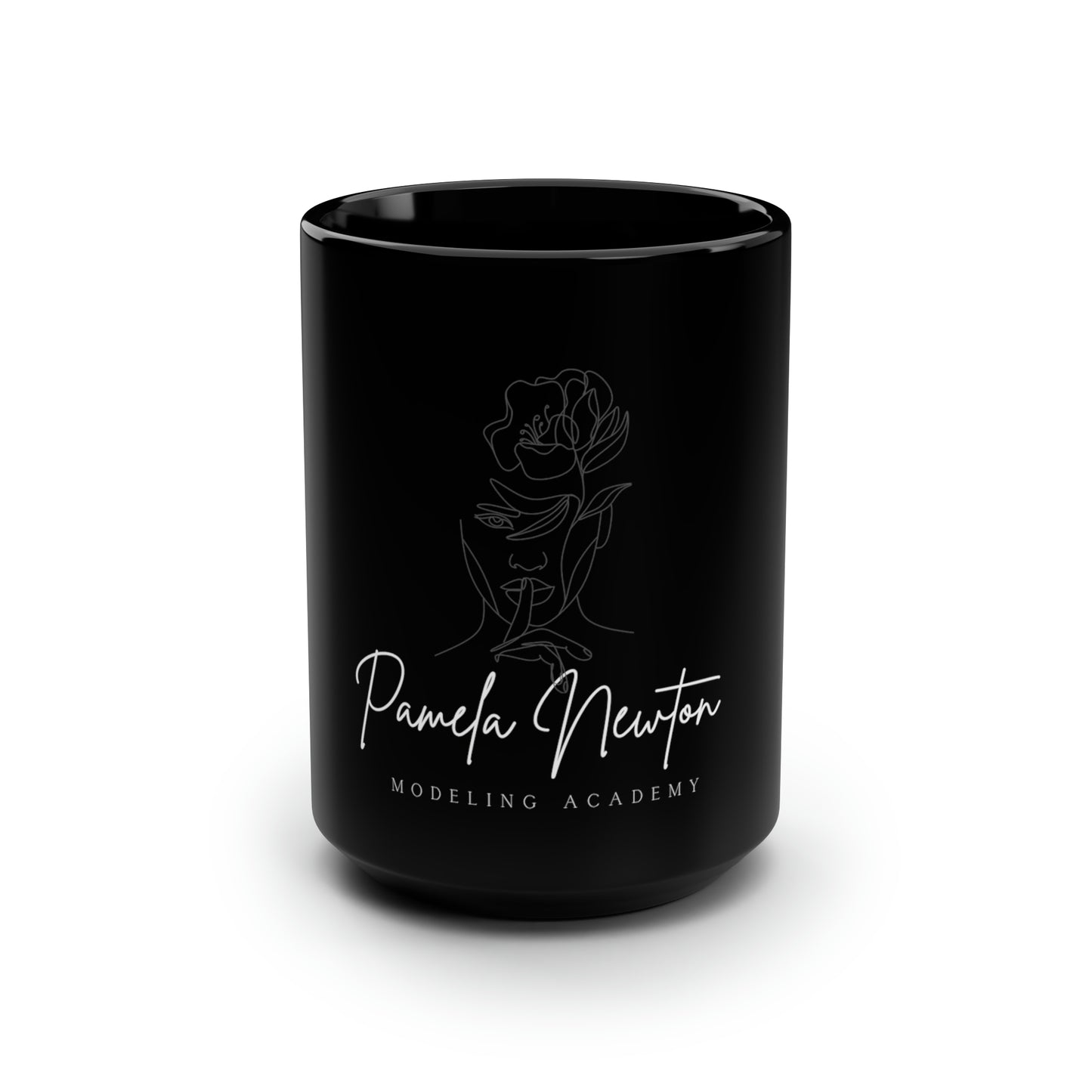 Pamela Newton Modeling Academy Black Mug, 15oz