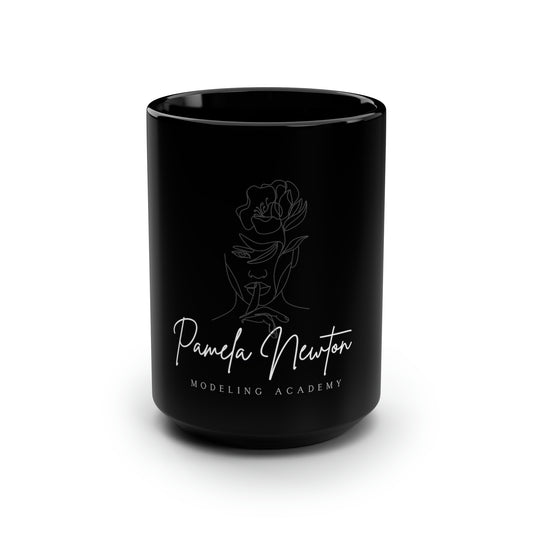 Pamela Newton Modeling Academy Black Mug, 15oz