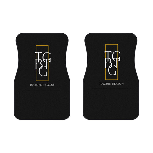 TGBTG White Lettering Black Car Mats (2x Front)