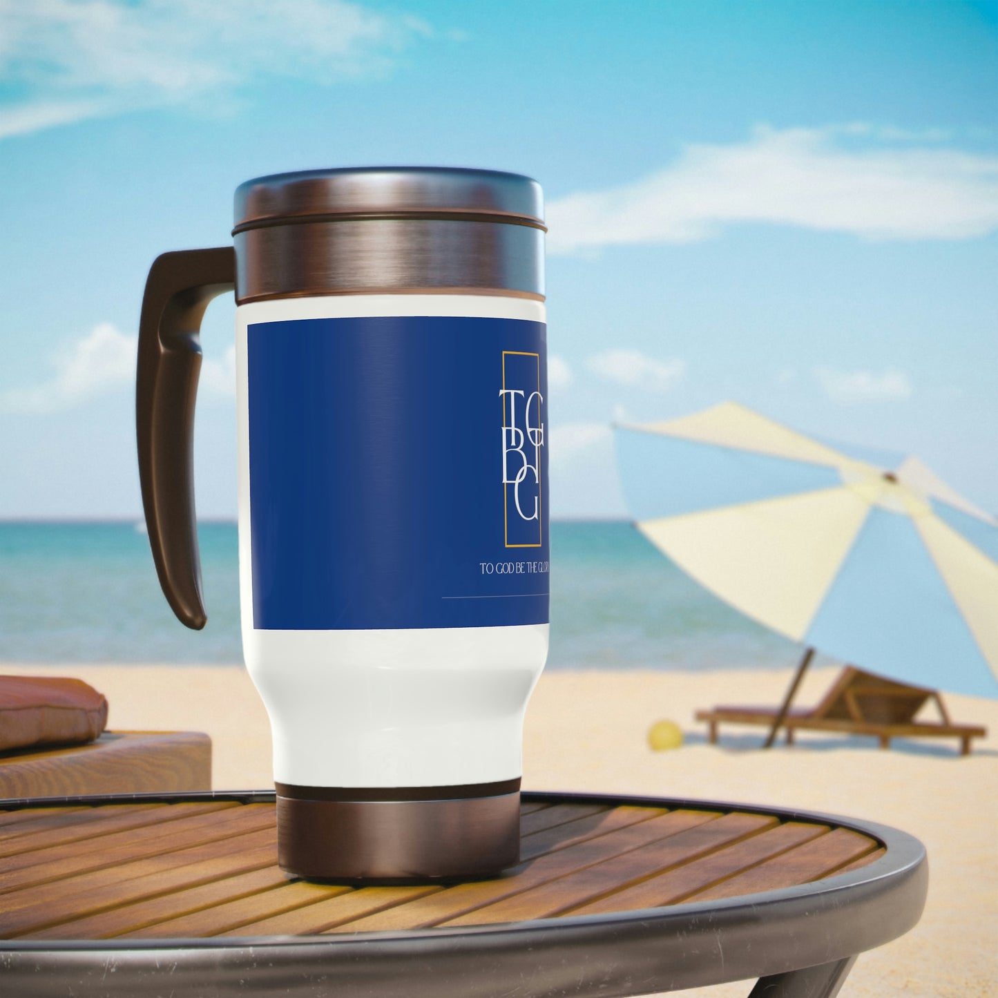 Blue TGBTG Stainless Steel Travel Mug with Handle, 14oz