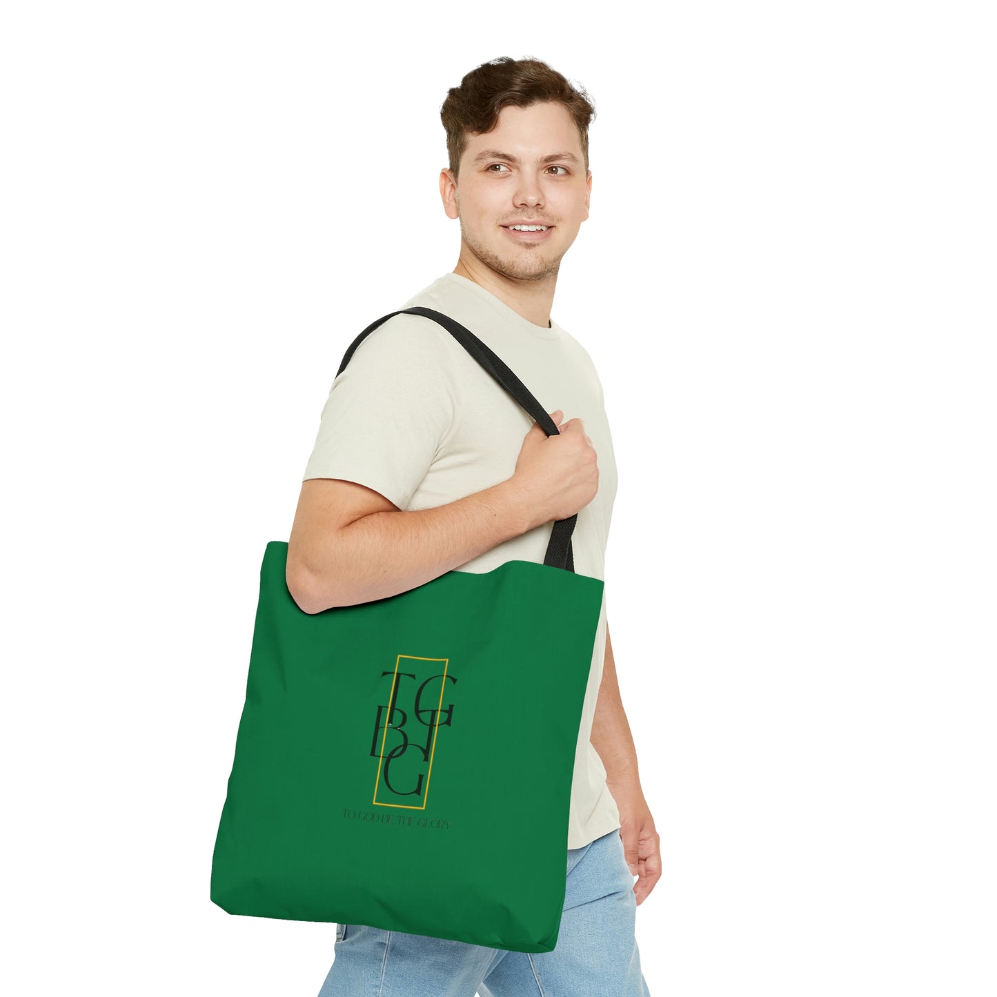 To God Be the Glory Green Tote