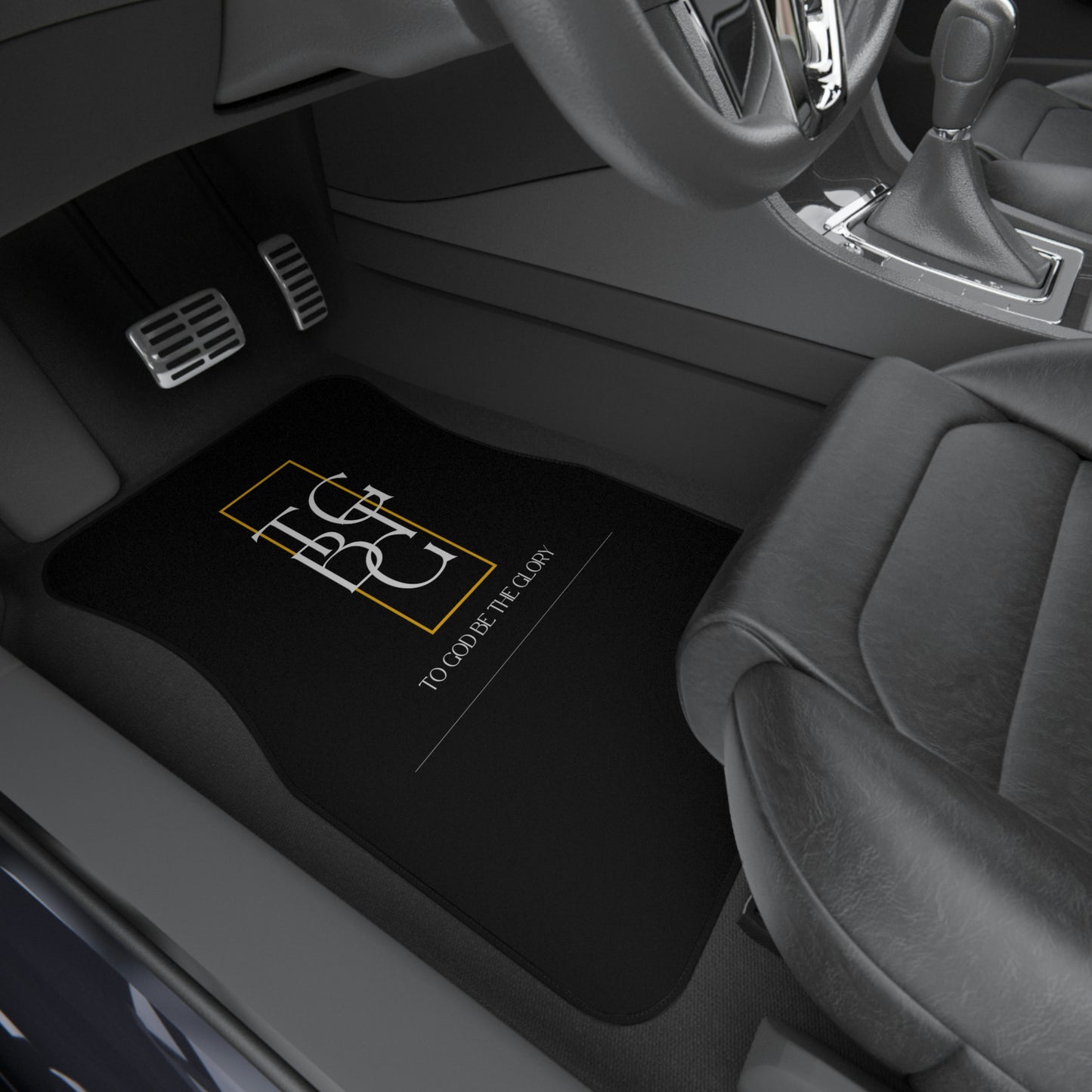 TGBTG White Lettering Black Car Mats (2x Front)