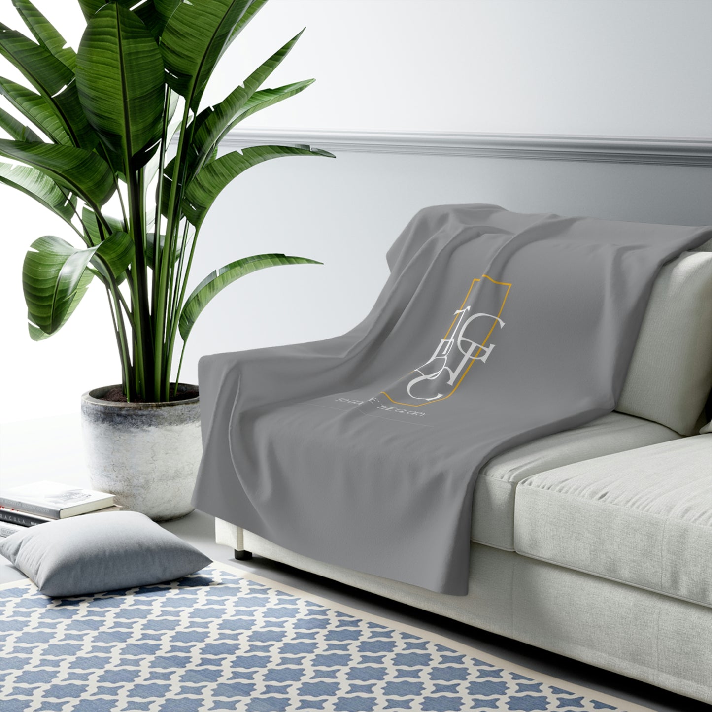 Grey TGBTG Sherpa Fleece Blanket