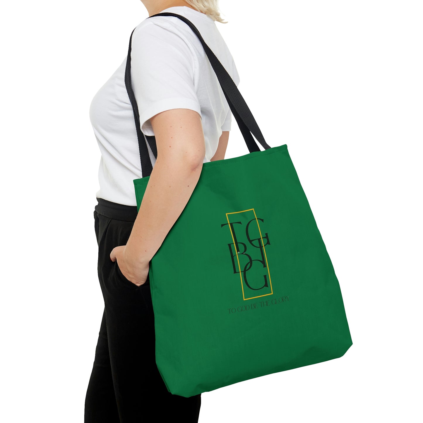 To God Be the Glory Green Tote