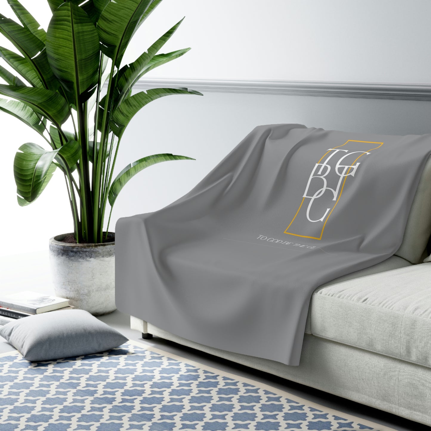 Grey TGBTG Sherpa Fleece Blanket